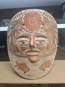 Maya Terrakotta Maske mit Aztekenmuster - Bild 1 von 3