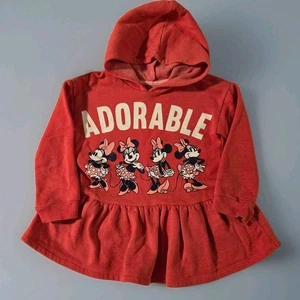Disney Junior Classic Minnie Mouse Long Sleeve Hoodie Sweatshirt 4T Red - Picture 1 of 6