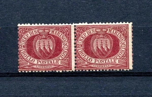 San Marino #13 (S480) coppia stemma, 25c marrone, M,VLH, FFVF, CV$300,00 - Foto 1 di 2