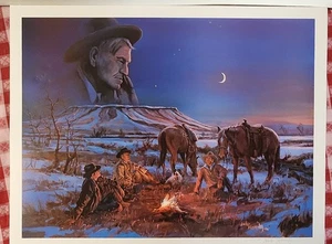 Hulan Fleming Cowboy Campfire litografia edizione limitata firmata e numerata - Foto 1 di 8