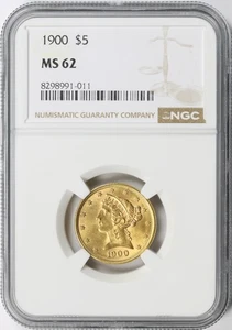 1900 $5 Liberty Gold Half Eagle NGC MS62 - Picture 1 of 4