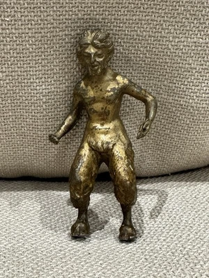 Antigo boneco de sátiro Ormolu bronze do século XIX – Relógio/montagem de candelabro - Imagem 1 de 4