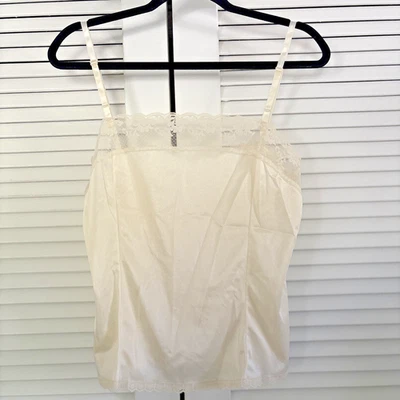 Sexy lencería sin cordones vintage camisola mediana marfil satinado encaje nailon Foto 1 de 4