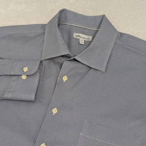 Peter Millar Geometric Button Up Blue Mens 2XL Stretchy Shirt - Picture 1 of 9