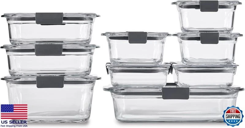 Glass Food Storage Containers Set of 9, BPA-Free, Leak-Proof, Clear, Assorted - Image 1 of 1