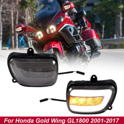 Espejos retrovisores laterales LED con intermitente DRL para Honda GoldWing GL1800 2001-17 Foto 1 de 4
