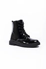 Ankle Boots Shoes Ladies Biker Zip Lace Up Army Combat Winter Casual Womens