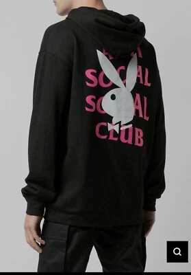 Playboy X Anti Social Social Club Sudadera con Capucha Negro y Rosa Remix, Grande (Nuevo) Assc Foto 1 de 4