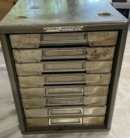 Remington Rand Kardex Aristocrat long drawer card filling cabinet Industrial Cover