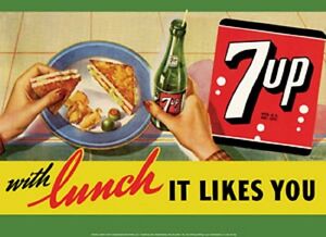 SEVEN UP 7UP WITH LUNCH IT LIKES YOU TIN SIGN