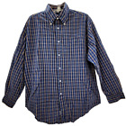 Tommy Hilfiger Blue Tan Plaid Long Sleeve Button Up Vintage Men's Shirt Top