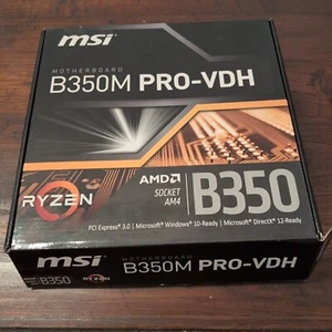 MSI B350M PRO-VDH AMD B350 Socket AM4 DDR4 SDRAM Micro ATX Desktop Motherboard - Imagen 1 de 9