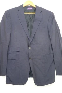 Ralph Lauren Mens Pinstripe Blazer Jacket 42R Black Wool Blend Purple Tag Coat - Picture 1 of 23