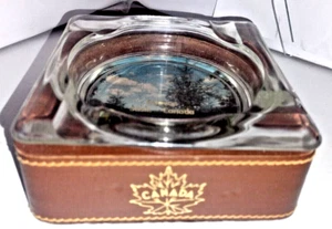 Rare Estevan Sask Canada VTG Ashtray Leather Base - Imagen 1 de 10
