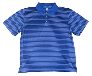 PGA Tour Polo Golf Shirt Blue with Black & Gray Stripes Size Large Men's - Picture 1 of 3