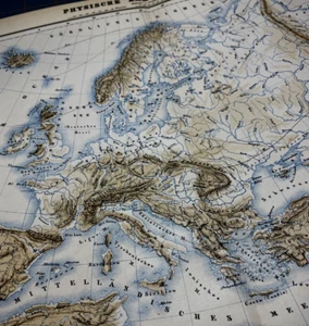1873 Deutsche Sprache Physisch Europa Historisch 1800er Antike Karte Faltwand - Bild 1 von 24