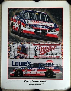 RUSTY WALLACE Signed Autographed 21x27 Sam Bass Lithograph, Poster, Miller, JSA - Picture 1 of 7