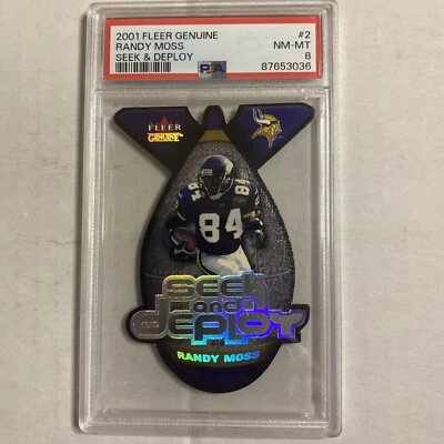 2001 Fleer Genuine Seek & Deploy Randy Moss PSA 8 PS - Image 1 of 2