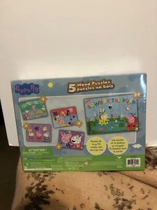Peppa Pig 5 Holzpuzzles in Holz Aufbewahrungsbox Puzzle Set NEU versiegelt - Bild 1 von 3