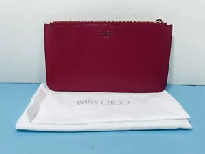 JIMMY CHOO - ATHINI POUCH - OCLF / 028 - RED - LEATHER WALLET - NEW IN DUST BAG - Picture 1 of 6