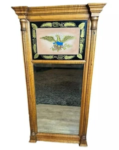 19th Century Continental Federal Mirror Thrumeau Eglonise Colonial Motif Eagle - Picture 1 of 17