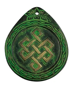 Décoration Murale Bouddhiste - Laiton - Noeud Bouddhiste - Décoration Tibétaine - Picture 1 of 3