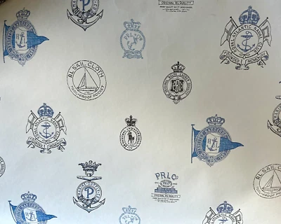 Polo Ralph Lauren Wallpaper Rowthorne Crest Partial Roll Nautical Sailing Blue - Image 1 of 4