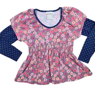 Matilda Jane Girls Size 8 Layered Long Sleeve Floral Print Tunic Top - Image 1 of 4