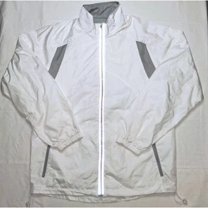 North End Mens White Gray Full Zip Lightweight Windbreaker Jacket - Picture 1 of 8