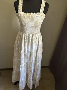 Gap weiß/hellbraun Blumen/tropisch/hawaii Druck Maxikleid Größe M neu mit Etikett 118 $ - Bild 1 von 10