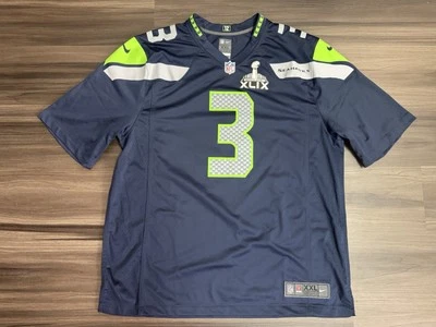 Camiseta deportiva para hombre Nike Seattle Seahawks Russell Wilson #3 Super Bowl XLIX 49 2XL XXL Foto 1 de 4