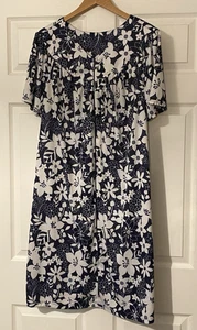 Vintage Anthony Richards zip up house dress blue + white floral hawaiian size XL - Picture 1 of 6