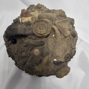 Antique 1891 Folk Art Memory Jug / Spirit Jar Stoneware Mixed Media By Florenc - Picture 1 of 9