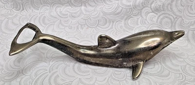 Abridor de botellas vintage enchapado en plata Dolphin con abridor de tapa giratoria 6,5" Foto 1 de 4