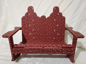 Uniquely Different Painted Wooden Doll Rocking Chair Double Seat Bench - Picture 1 of 9