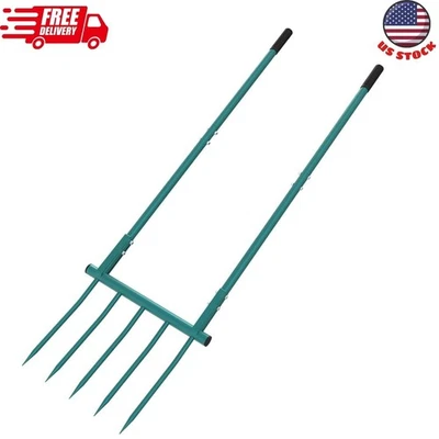 Herramienta de jardín de horquilla ancha, 5 dientes 20 pulgadas cultivador manual de horquilla ancha, 55 pulgadas de altura Foto 1 de 4