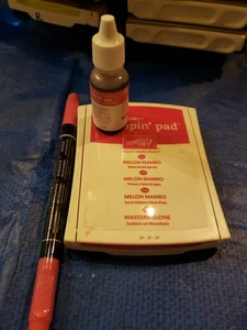 STAMPIN UP Classic Ink Foam Pad w/Matching Refill & Marker Set MELON MAMBO - Picture 1 of 3
