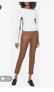 Calvin Klein Womens Pants BlrownM Faux-Leather- - Picture 1 of 10
