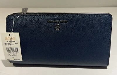 Cartera Michael Kors Jet Set Charm Azul Marino Grande Continental Plegable Nueva con Etiquetas $168 Foto 1 de 4