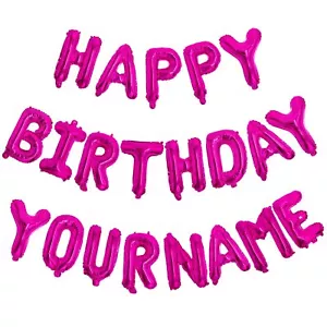 Personalized Name Happy Birthday Banner - Happy Birthday Balloon Letters Ball... - Picture 1 of 9