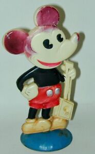 Mickey Mouse 7" Tall Celluloid Nodder RED Ears Variation Japan 1930s Working