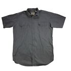 Cabelas VTG Mens Large Tall Gray Canvas Safari Short Sleeve Button Up Shirt