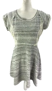 Xhiliration Women's Tunic/Dress SZ Large Gray Multi Lace SS Fit and Flair NWT - Picture 1 of 11