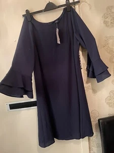 New Evans Ladies Women’s navy BlueCrepe Flared Dress Flippy Size 14 UK - Picture 1 of 7
