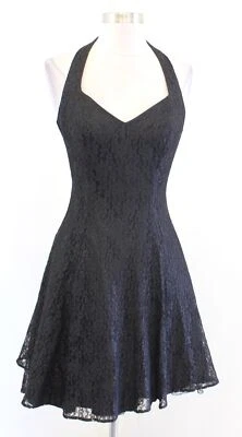 Vestido De Colección Años 90 Negro Encaje Halter Calce y Acampanado Fiesta Baile de graduación Noche Talla 7/8 S? Foto 1 de 4