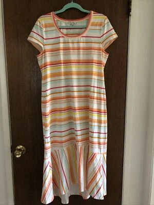 Vestido Ella Moss Mediano Maxi Rayas Jersey Manga Corta Playa Costera  Foto 1 de 4