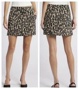 Theory Damen Leopardenmuster Stretch Löwe Wolle Minirock 12 $ 375 Neu mit Etikett - Bild 1 von 10