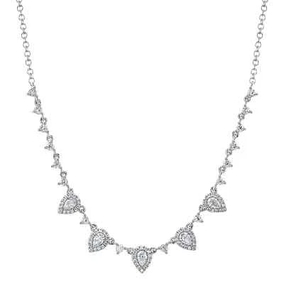 Collar Diamante Pera 14K Oro Blanco Lágrima 0.87 CT Natural Foto 1 de 4