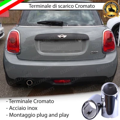 TERMINALE DI SCARICO SINGOLO PER MARMITTA CROMATO INOX MINI F55 F56 F54 F57 ONE - Immagine 1 di 4
