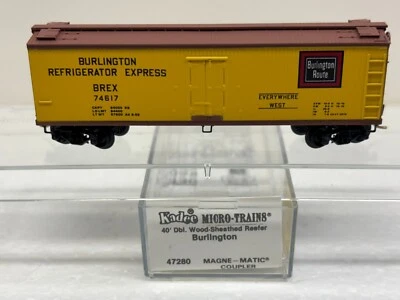 N Scale Kadee Micro Trains MTL 47280 Burlington BREX 74617 Wood Ice Reefer - Image 1 of 4
